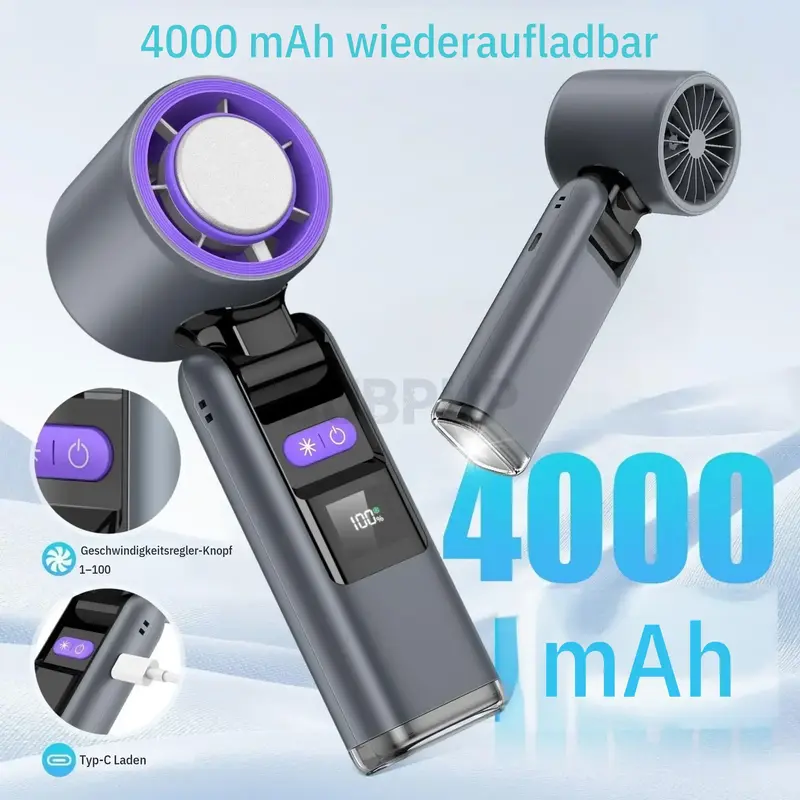 Tragbarer Turbo-Ventilator (Extremer Windstrom | Wiederaufladbar & Kompakt) - Image 5